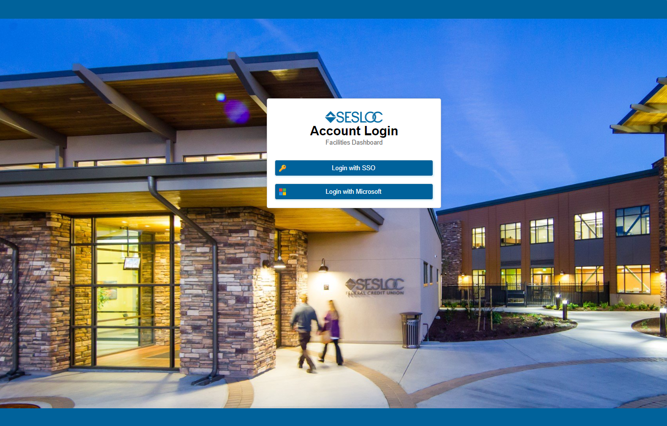 Facilities Dashboard login screen